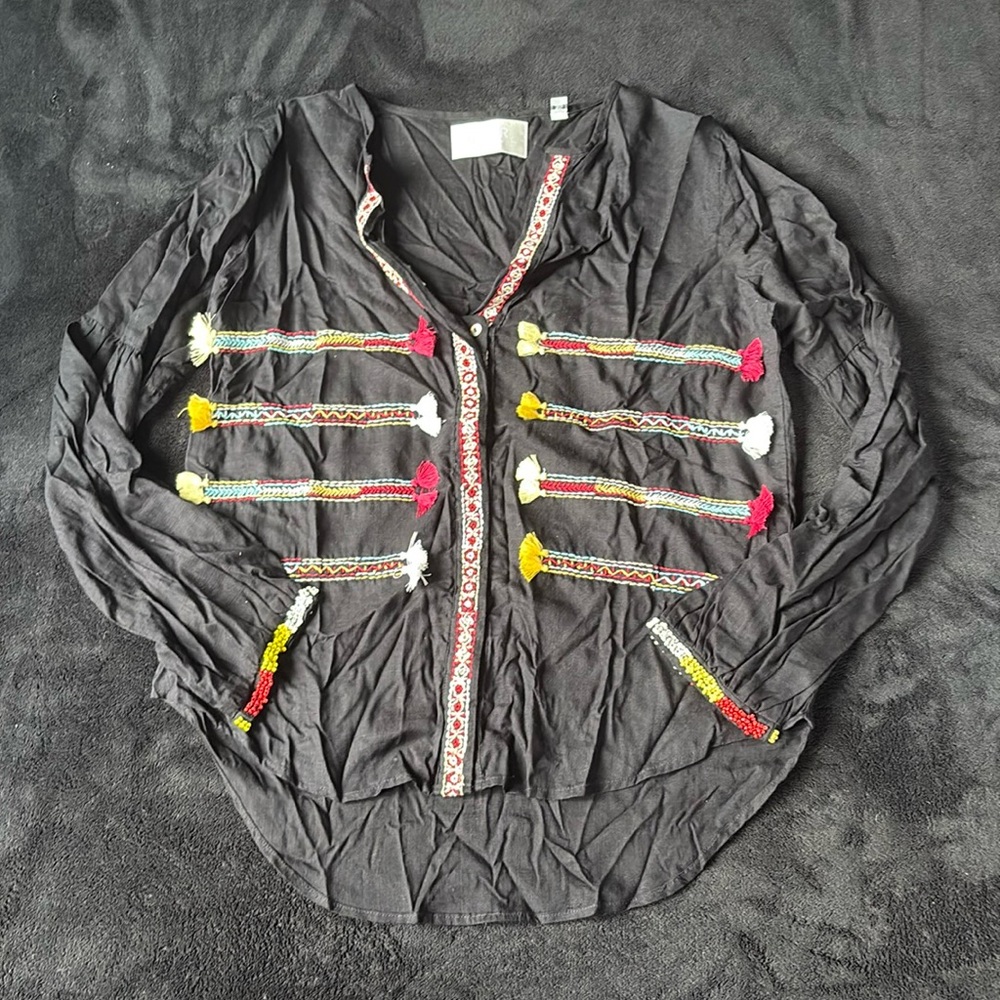 Piper by Townsen black beaded and embroidered blouse